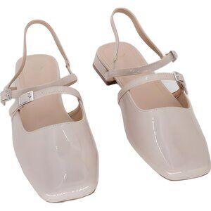 Journee Collection Gretchenn Slingback Flats Beige Patent Square Toe 9W